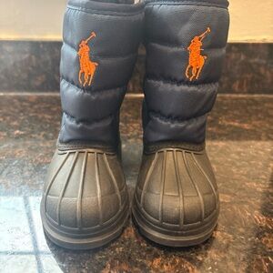 POLO RALPH LAUREN BOOTS Navy Blue Orange NWT Fleece Lined SNOW BOOTS SIZE 7 Kids